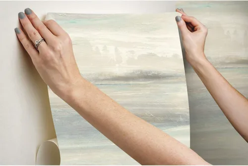 Vista 4 de York Wallcoverings - Papel tapiz para despegar y pegar azul y beige