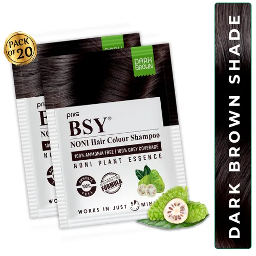 Vista 2 de BSY Champú de color marrón oscuro Noni para el cabello, sin amoníaco, anti caída del cabello, a base de frutas noni, tinte para el cabello de 5