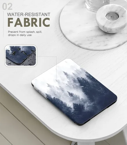 Vista 3 de MoKo Funda compatible con Kindle Basic de 11.ª generación 2024/2022 de 6 Bosque Gris