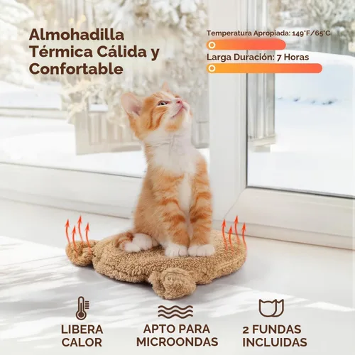 Vista 3 de ALL FOR PAWS Almohadilla térmica para gatos para microondas con 2 fundas, almohadilla térmica para mascotas para gatitos, cama térmica para mascotas
