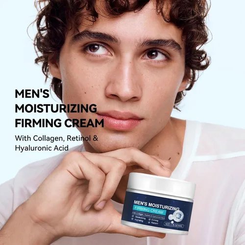 Vista 2 de Crema reafirmante facial para hombre, hidratante facial antiarrugas con colágeno, retinol, crema facial antienvejecimiento para tensar la piel