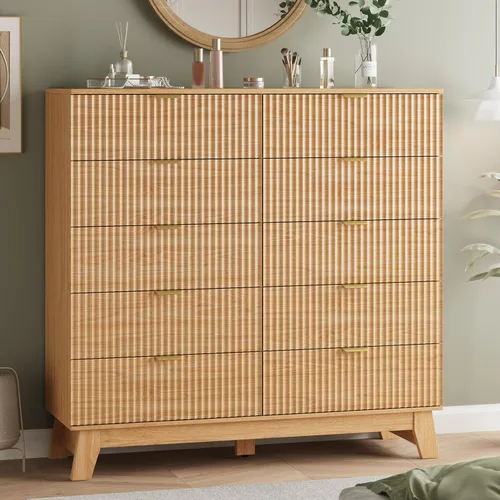 Vista 28 de Cómoda acanalada para dormitorio con 3 cajones, cómoda moderna de 24 pulgadas de ancho con mango de metal, soporte de TV de madera, armario de Negro