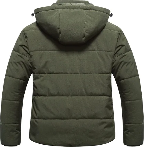 Vista 2 de CREATMO US Chaqueta acolchada cálida de talla grande para mujer, abrigo de invierno con forro polar impermeable con capucha extraíble