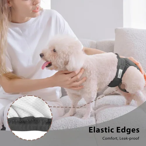 Vista 8 de Vecomfy Pañales Reutilizables para Perras para Perros Pequeños, (Paquete de 4) Pañales Absorbentes Fáciles para Cachorros Recién Nacidos