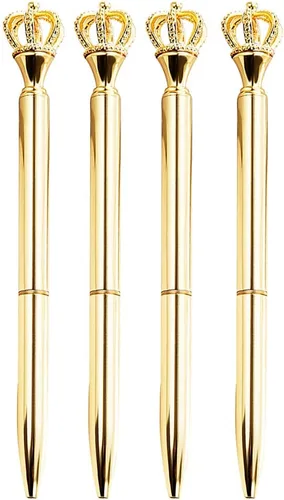 Vista 4 de Goclothod 8 unids bolígrafo Big Diamond Crystal Metal bolígrafos tinta negra bolígrafo champán