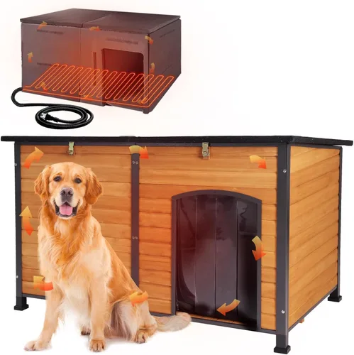 Vista 14 de Aivituvin Casa Grande para Perros al Aire Libre Interior Resistente a la Intemperie para Perros Pequeños, Medianos y Grandes con Marco de Hierro