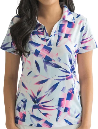Vista 10 de YATTA GOLF Polo de golf prémium para mujer, ligero, de secado rápido, resistente a las arrugas y absorbe la humedad Aloha Sunrise