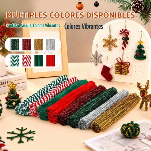 Vista 5 de Limpiapipas de Navidad, 500 piezas de limpieza de tuberías artesanales Colores de Navidad 02