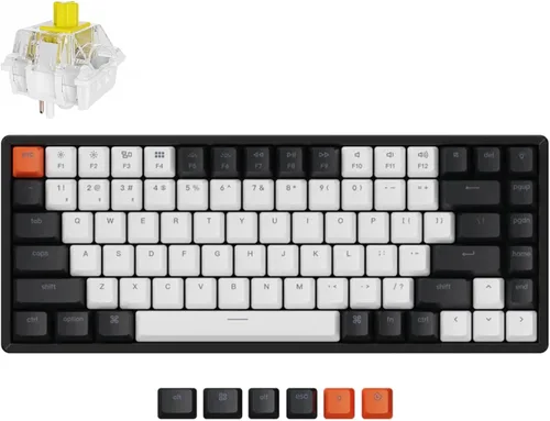 Vista 9 de Keychron K2 Teclado mecánico inalámbrico Bluetooth/USB con cable, diseño 75% intercambiable en caliente, 84 teclas, retroiluminación LED RGB, marco
