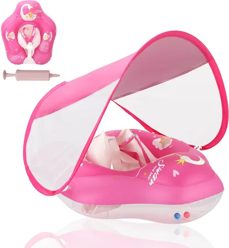 Vista 7 de LOOWARTS Baby Pool Float with Canopy and Safety Seat,Infant Swim Float & Pool Float & Baby Water Float & Swimming Floats UPF50+ UV Protection for