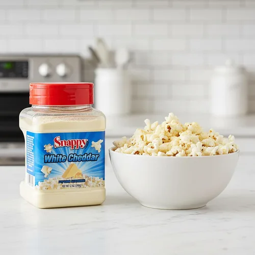 Vista 4 de Snappy Condimento para palomitas de maíz con queso cheddar blanco, 12 onzas, distintivo mezclador de sabor cremoso, sin MSG añadido