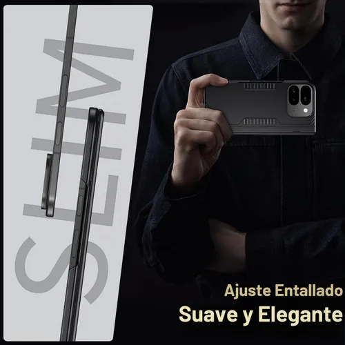 Vista 5 de Kaiiecal Funda plegable para Google Pixel-9-Pro: Funda delgada con soporte de bisagra con protector de pantalla - Soporte de carga inalámbrica Negro