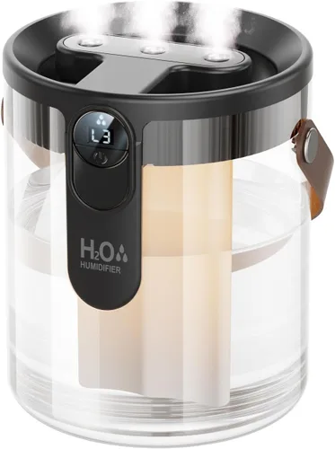 Vista 10 de KIMMOO Humidificador portátil recargable de llenado superior, humidificadores inteligentes para dormitorio, luz nocturna, humidificador de niebla