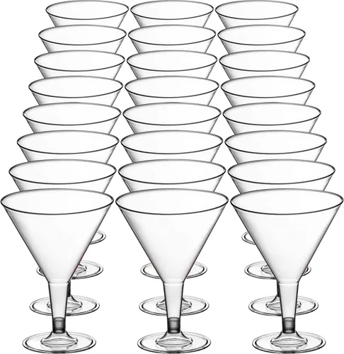 Vista 5 de DecorRack 24 vasos de Martini de plástico, 7 onzas, vasos en forma de V sin BPA copa de martini