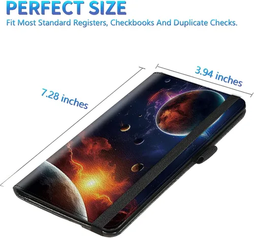Vista 57 de Funda para chequera para hombres y mujeres, cartera de cuero RFID con ranuras para tarjetas de crédito, soporte de cheques duplicados personales