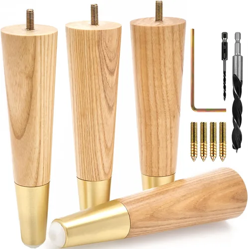 Vista 11 de Airy Abode Patas de madera de fresno prémium para muebles (kit de instalación completa): elige tu tamaño y color Ceniza