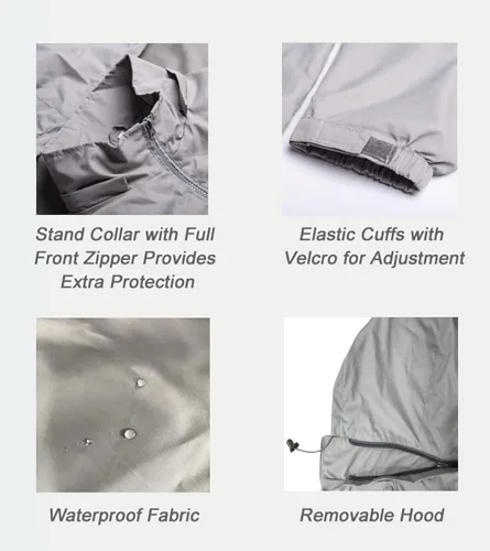 Vista 4 de Chaqueta impermeable rompevientos ligera para hombre con capucha extraíble