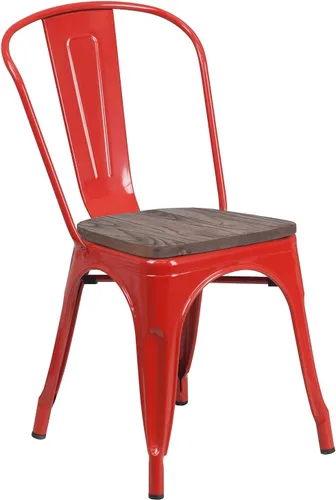 Vista 12 de Flash Furniture Perry - Silla apilable de metal con asiento de madera, 1 paquete, color negro