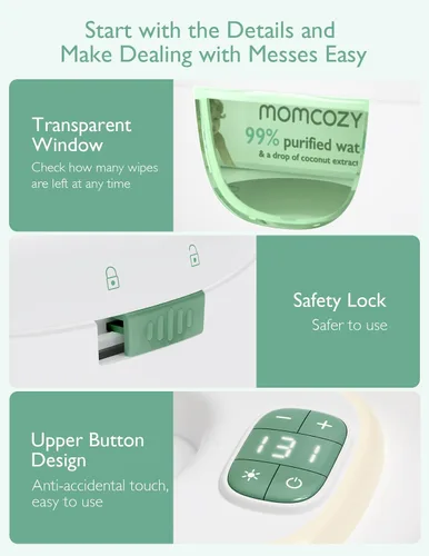 Vista 7 de Momcozy Calentador de toallitas mejorado, sellos dobles para un dispensador de toallitas de humedad máximo, innovador diseño de resorte, compatible