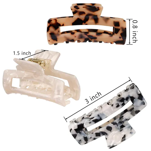 Vista 2 de Magicsky 4 pinzas para el cabello, pasadores de plátano acrílico para el cabello, pinzas de celuloide de mariposa francesa, pinzas de agarre