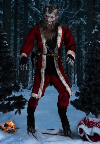 Vista 2 de Decoración Animatrónica Krampus de 6.5 Pies Multicolor