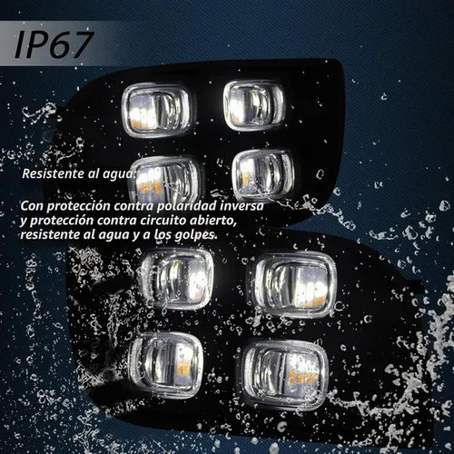Vista 4 de Luz de circulación diurna LED frontal con conmutación Switchback blanca/ámbar, función de señal de giro secuencial Compatible con kit de luz