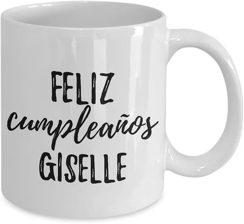 Vista 2 de Feliz Cumpleanos Giselle - Taza de café con nombre personalizado para regalo de cumpleaños, 11 onzas