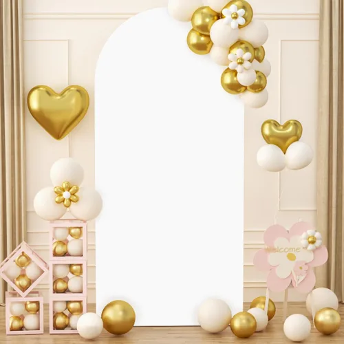 Vista 20 de Cubierta de Arco Dorada de Spandex Cubiertas de Arco de Boda Cubiertas de Arco de 6 Pies Cubierta de Arco Ajustada Elástica Tela de Telón de Fondo