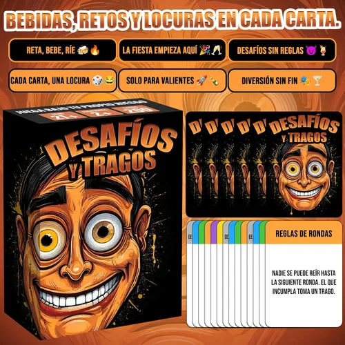 Vista 4 de Desafíos y Tragos – Juego de cartas para adultos Juegos de mesa en español con Alcohol Juego de beber para Fiestas, Bachelorette, parejas
