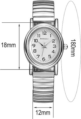 Vista 3 de Reloj simple de acero inoxidable elástico, fácil de llevar, fácil de leer para mujeres de mediana edad y ancianos.