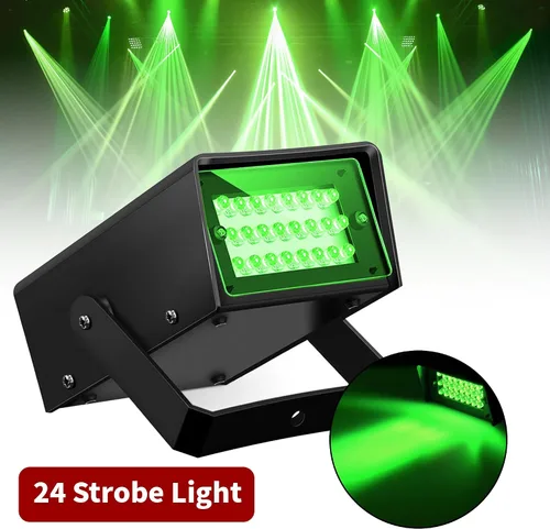 Vista 2 de Luces estroboscópicas LED verdes ajustables con control de velocidad para escenario, luces estroboscópicas de baile con 24 LED superbrillantes