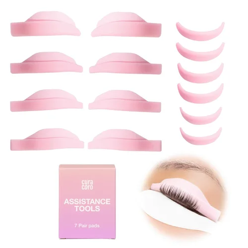 Vista 10 de Curacoro Lash Lift Shields, 10 Pcs/5 Sizes Reusable Silicone Rods Deseo azul