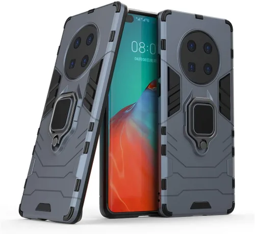 Vista 7 de Compatible con Huawei Mate 40 Pro, soporte de anillo de metal a prueba de golpes (funciona con soporte magnético para automóvil), cubierta Negro