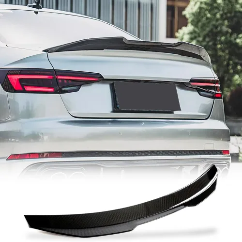 Vista 10 de Alerón de maletero de fibra de carbono compatible con Audi A4 S4 B9 2017-2024 Alerón exterior de pico de pato Alerón de maletero Cola Cubierta