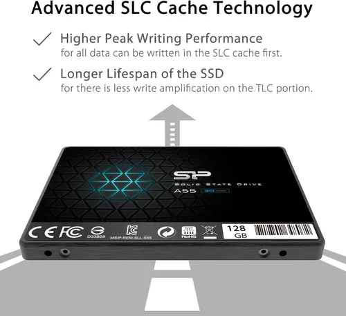 Vista 3 de Silicon Power - Paquete de 2 unidades de 128 GB SSD 3D NAND A55 SLC Cache Performance Boost SATA III 2.5" 7mm (0.28") Unidad interna de estado sólido
