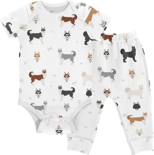 Vista 33 de vvfelixl Conjunto de mamelucos de bebé, pantalones y gnomo, hongo, manga corta, ropa de bebé para niños y niñas, 3M Multi1