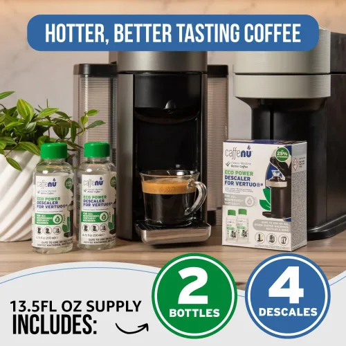 Vista 5 de Caffenu Nespresso Vertuo Solución de descalcificación, 2 botellas, descalcificador de 4 usos (4 Uses) Descaler for Nespresso Vertuo Coffee