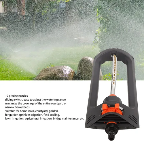 Vista 4 de Rociador oscilante automático para césped con 19 boquillas, rociador de agua lateral izquierdo, derecho y medio, ideal para jardín en casa, patio