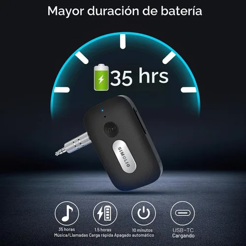 Vista 3 de SIMOLIO - Receptor Bluetooth para coche con AUX, llamadas manos libres y control de volumen