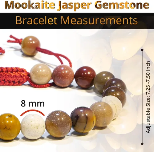 Vista 107 de Adjustable Crystal Bracelet – Gemstone Bead Bracelet with Adjustable Macrame String – Chic Gemstone Bracelet for Men and Women – 8mm Round Healing