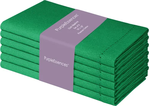 Vista 31 de PurpleEssences Juego de 6 servilletas de tela de vainica, 100% algodón, suaves, duraderas, lavables, ideales para bodas, Navidad, vacaciones