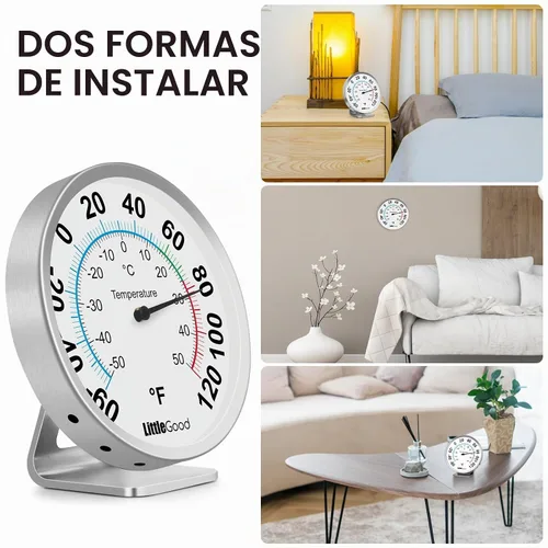 Vista 4 de Termómetro analógico de 5 pulgadas para interiores y exteriores, termómetro analógico para actualización de temperatura, termómetros de pared