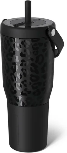Vista 26 de BrüMate Resa - Vaso de viaje 100% a prueba de fugas de 25 onzas con asa y pajilla, popote SoftSip flexible, funda de silicona para mayor