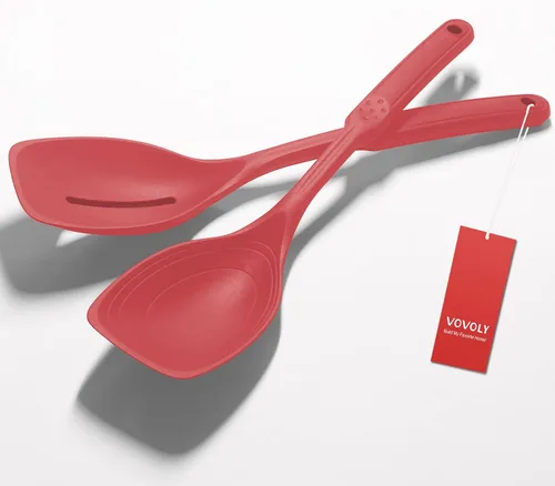 Vista 14 de Cuchara de cocina grande de silicona, juego de cuchara sólida antiadherente con tazón profundo y marca de medición para mezclar, servir, escurrir