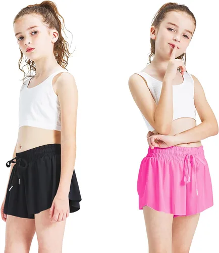 Vista 3 de Pantalones cortos de mariposa para niñas con forro de elastano, pantalones cortos de mariposa con bolsillo