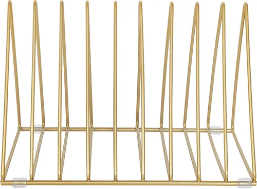 Vista 9 de Martha Stewart Ryder Gold Mesh Metal 9 Ranuras Triángulo Archivador de Revistero Organizador de Escritorio Organizador Clasificador