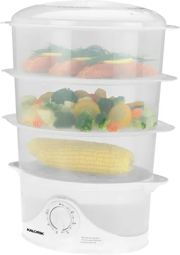 Vista 3 de Kalorik Vaporizador eléctrico de alimentos con controles manuales de 3 niveles con cestas aptas para lavavajillas, sin BPA, 800 vatios