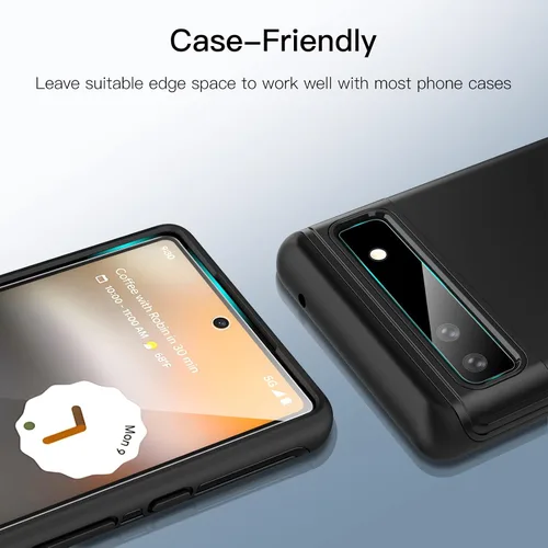 Vista 7 de JETech Protector de pantalla para Google Pixel 6a de 6.1 pulgadas con protector de lente de cámara, herramienta de fácil instalación, compatible