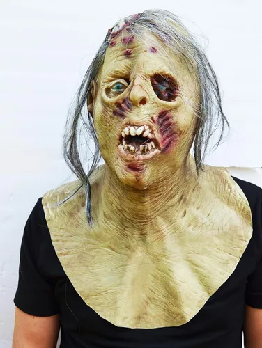 Vista 2 de Acid Tactical Máscara de Halloween Zombie Walking Zombie Rotting Dead Decay Látex con Pecho