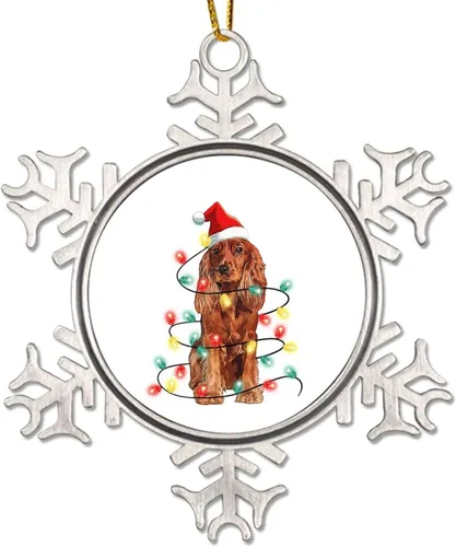 Vista 13 de Decoración de árbol de Navidad de metal con copo de nieve para perro, adorno de Navidad para perro, adorno de Navidad de feliz Navidad, sombrero